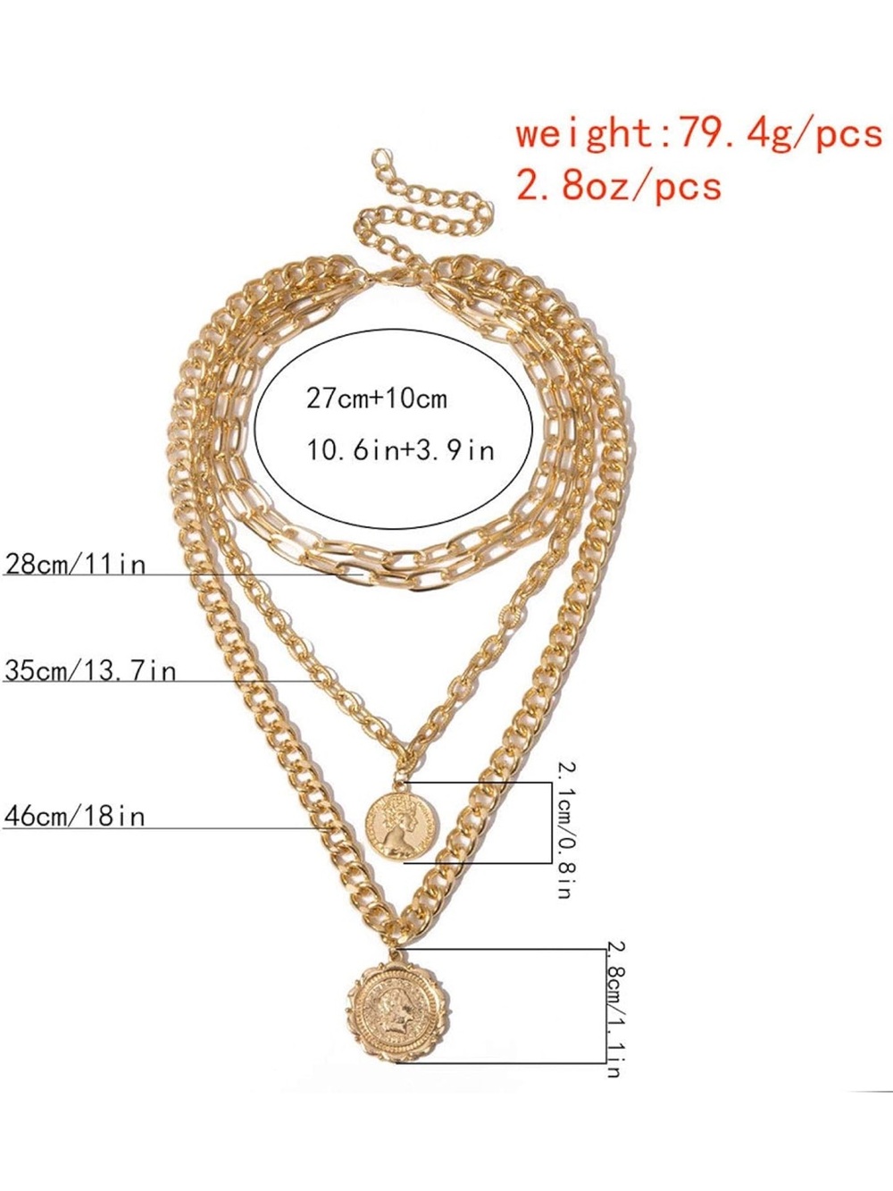 Anthropologie Layered Gold Coin & Chain Necklace Set - Picture 5 of 5